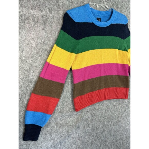 Gap Sweater Women's Small Rainbow Colored Long Sleeve Casual Striped - Picture 3 of 9